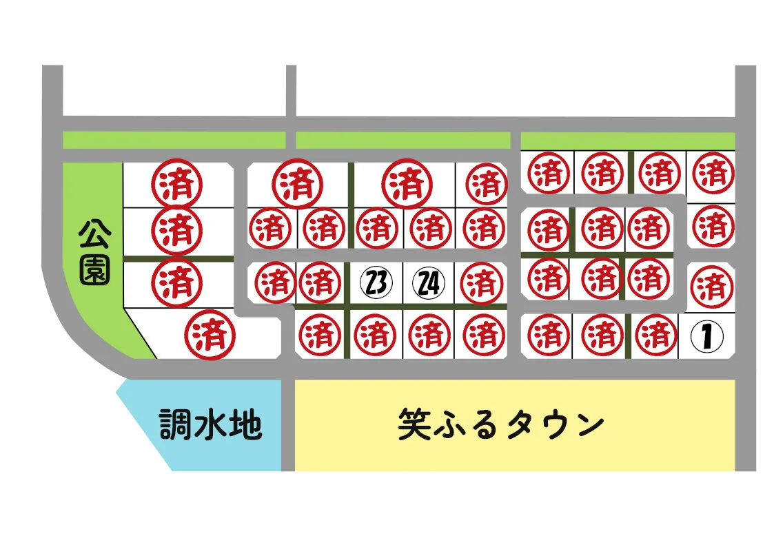中満分譲地の区画配置図
